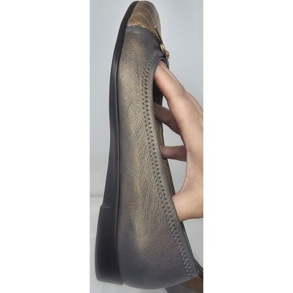 Aerosoles Beckon Metallic Blue & Gold Bow Leather Flats Women US 9.5M Cap Toe - Picture 4 of 16